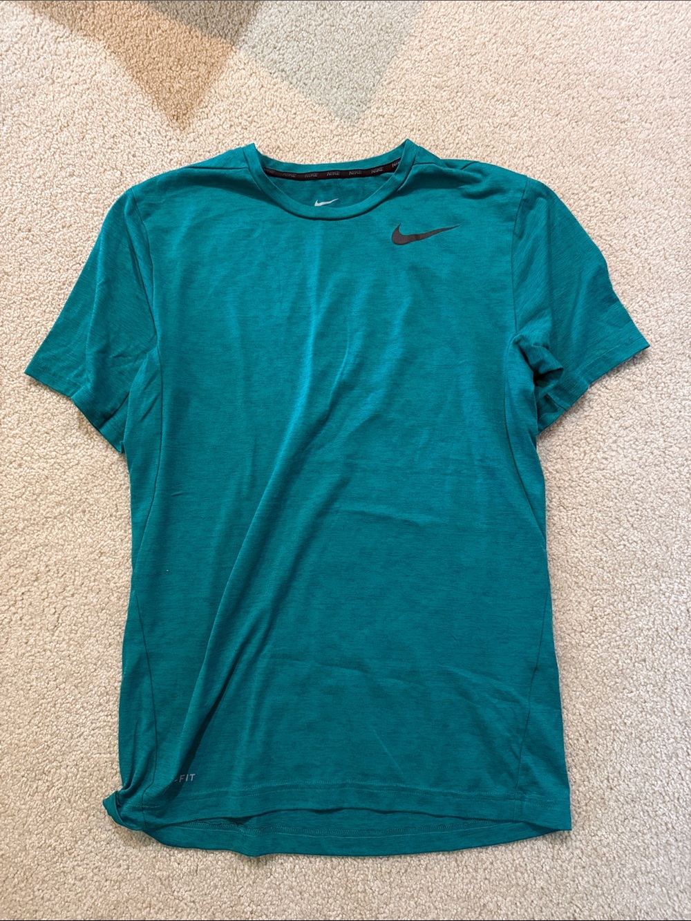 Nike Short Sleeve Athletic Tee in Green with Black Swoosh
